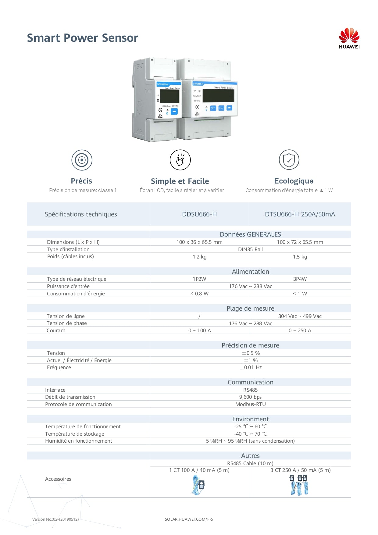 HUAWEI SMART POWER SENSOR DDSU666-H MONOPHASÉ